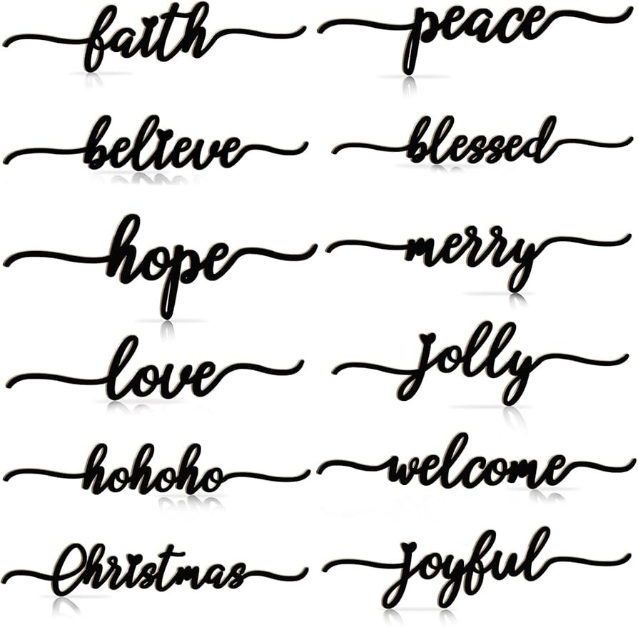BORAMDO Christmas Wooden Letter Wall Sign Decor 12Pcs, Wooden Words Cutouts for Home Decorations,... | Amazon (US)