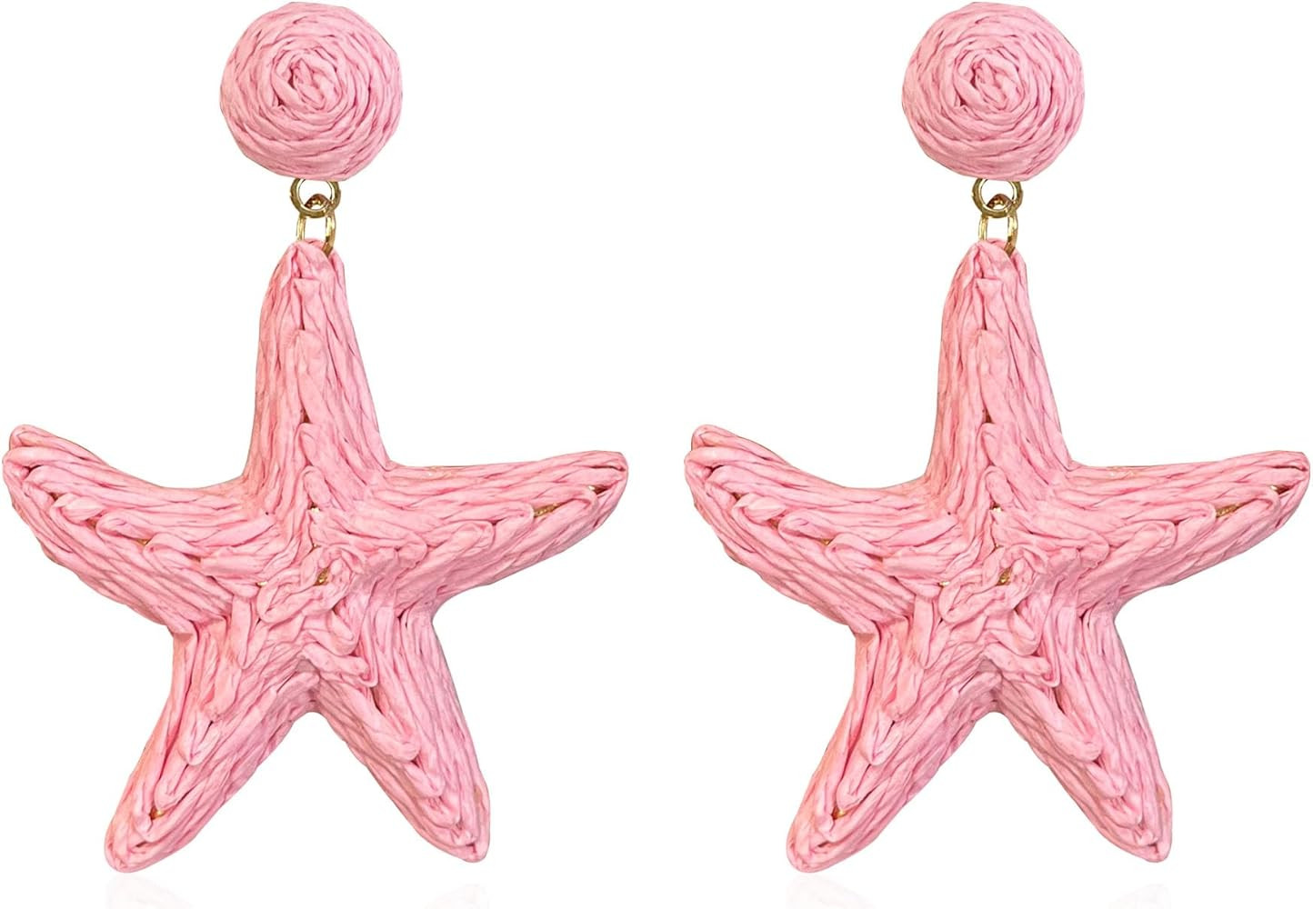 Raffia Rattan Starfish Drop Earrings Summer Beach Boho Sea Star Dangle Handmade Straw Starfish St... | Amazon (US)