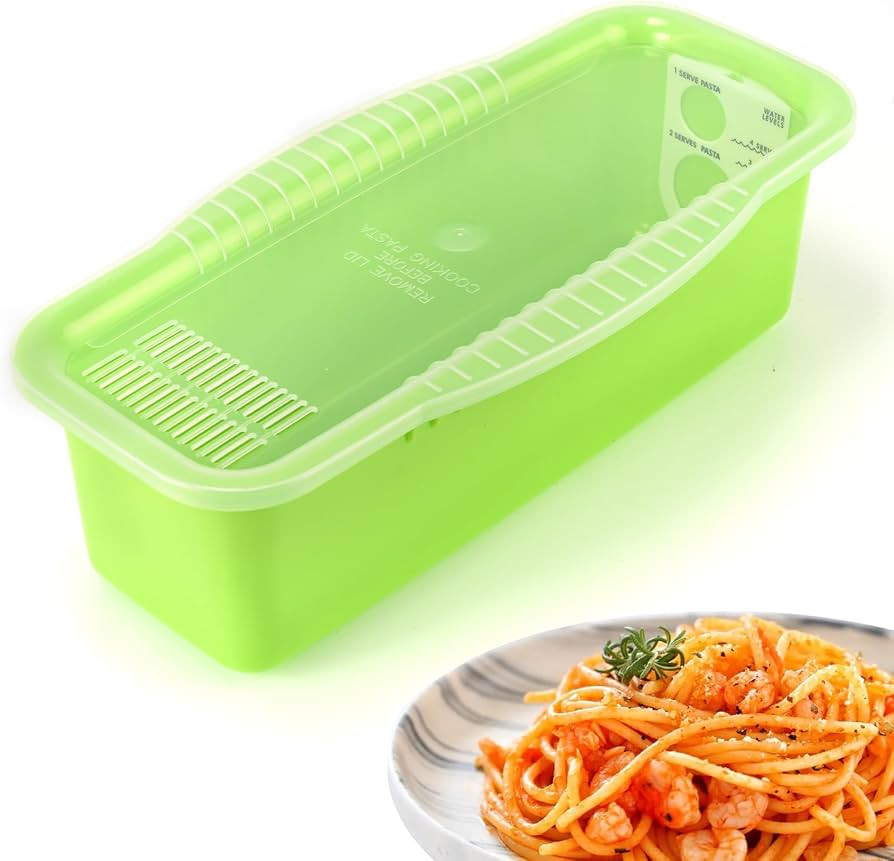 Microwave Pasta Cooker with Strainer Lid- Quickly Spaghetti Cooker- No Sticking or Waiting For Bo... | Amazon (US)