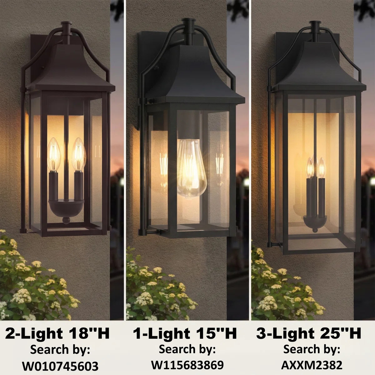 Alvester 2 - Light 18''H Bronze Iron Tempered Glass ETL Outdoor Wall Lantern with Dusk to Dawn | Wayfair North America