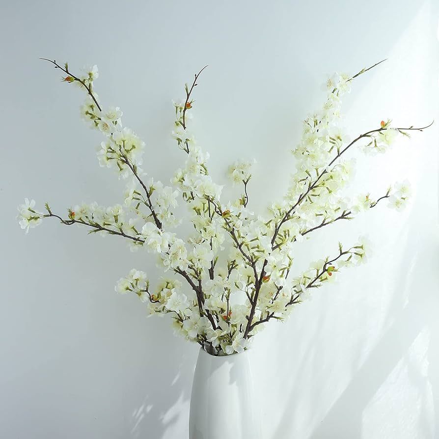 YIBELAAT Cherry Blossom Branches Fake Flowers Décor, Artificial Cherry Blossom Tree 40 inches 4P... | Amazon (US)