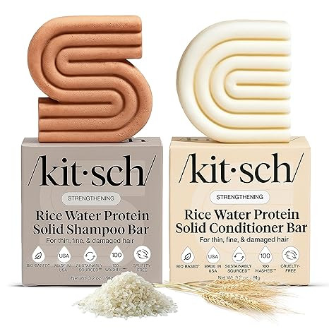Kitsch Rice Water Protein Solid Shampoo and Conditioner Set for Hair Growth – Strengthening Hai... | Amazon (US)