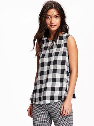 Old Navy Soft Plaid Trapeze Tank For Women Size L Tall - Black/white plaid | Old Navy US