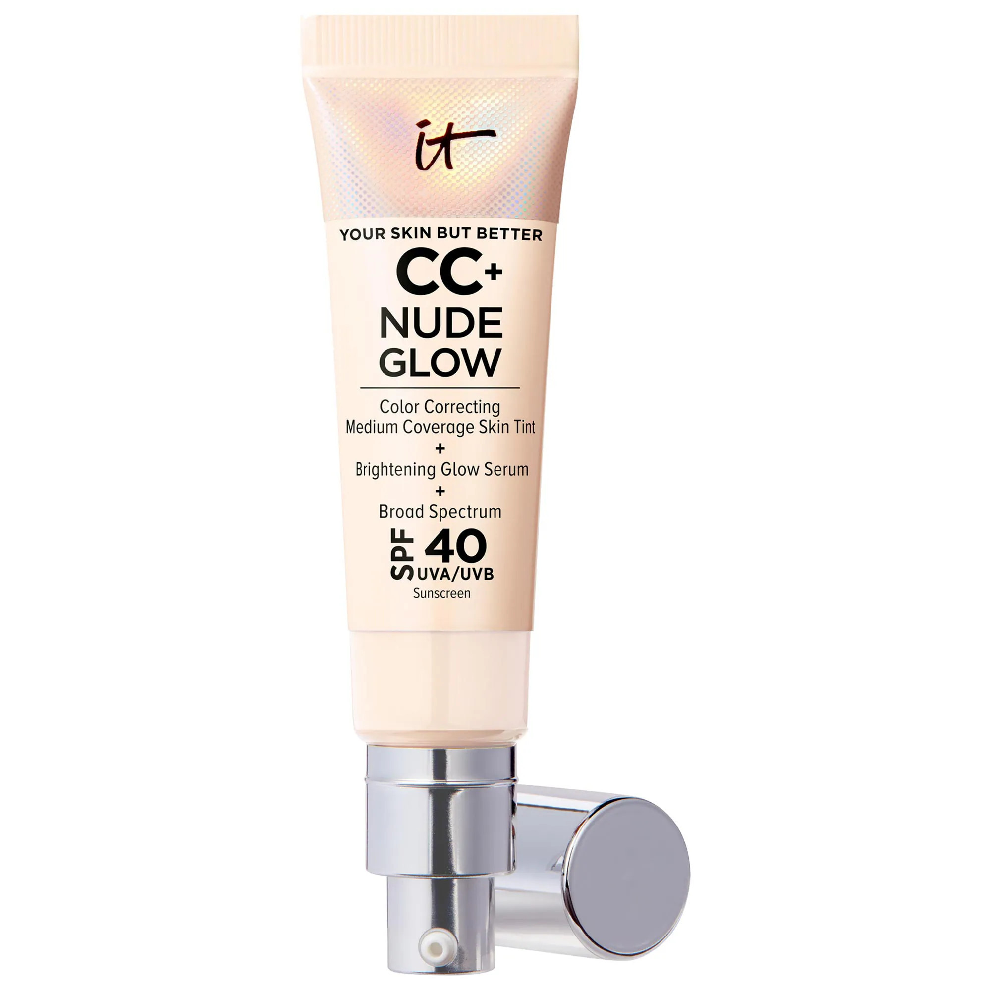 IT Cosmetics CC+ Nude Glow Lightweight Foundation + Glow Serum with SPF 40 and Niacinamide Fair Porcelain 1.1 oz / 32 mL | Sephora (US)