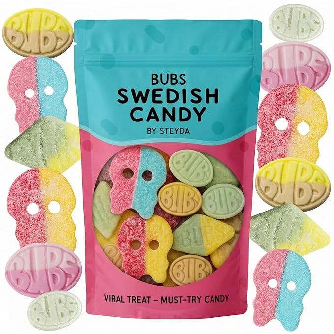 Bubs Swedish Candy 0,5 lb, Swedish Candy Bubs Mix, Skulls, Swedish Godis, Gummy Candy | Amazon (US)
