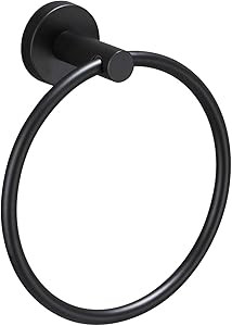 USHOWER Matte Black Towel Ring, Hand Towel Holder for Bathroom, Durable 304 Stainless Steel, Mode... | Amazon (US)