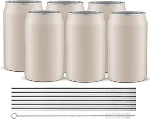 JoyJolt Metal Beer Can Tumbler with Straws and Brush. Unbreakable Metal Drinking cup Set of 6 Met... | Amazon (US)
