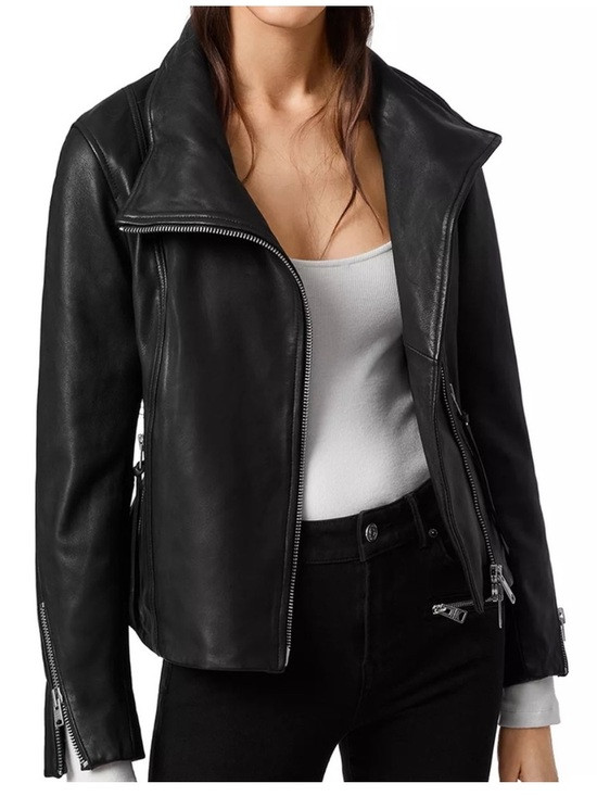 All Saints Ellis Biker Leather Motorcycle Moto Jacket Lambskin size 6 | Poshmark