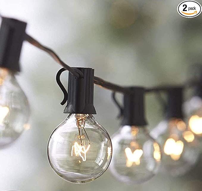 2-Pack Lemontec String Lights, 25FT Vintage Backyard Patio String Light with 25 Clear Globe Bulbs... | Amazon (US)