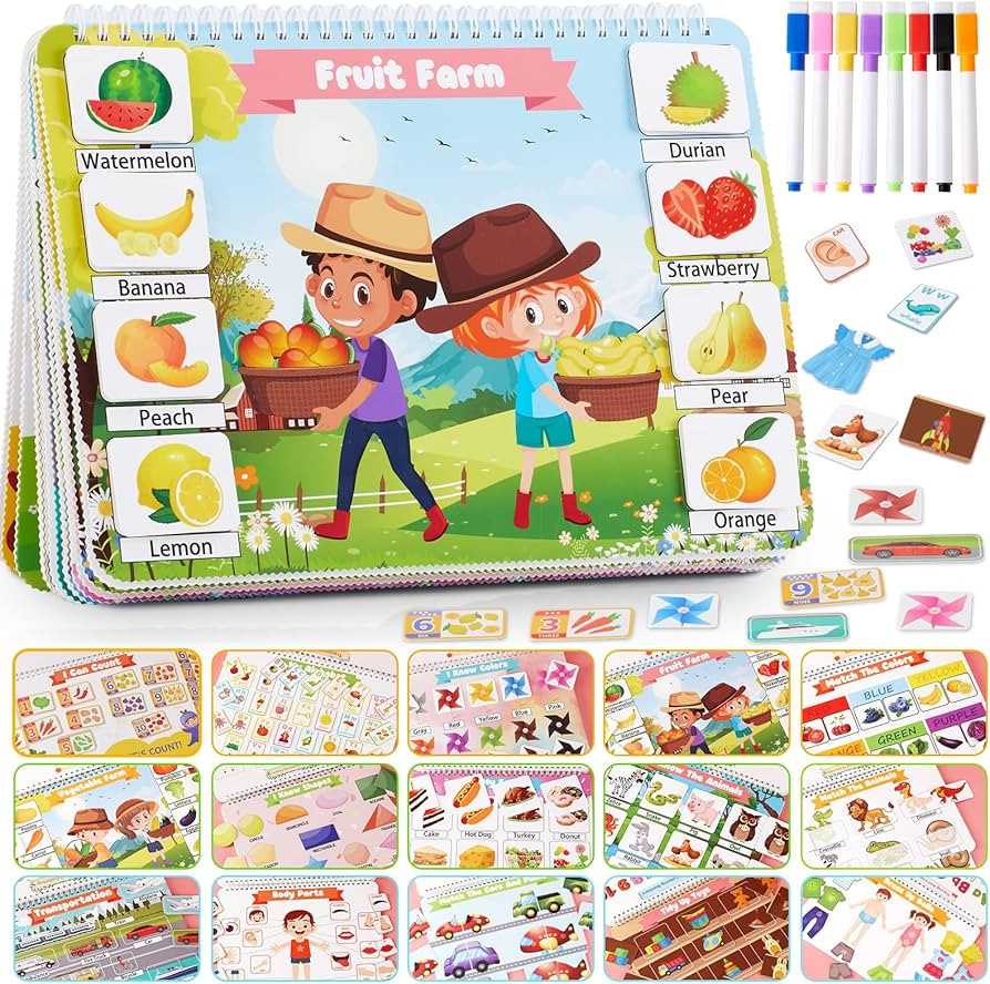 Huijing Toddler Activities Preschool Learning Busy Book - 29 Themes Binder Montessori Toys for To... | Amazon (US)