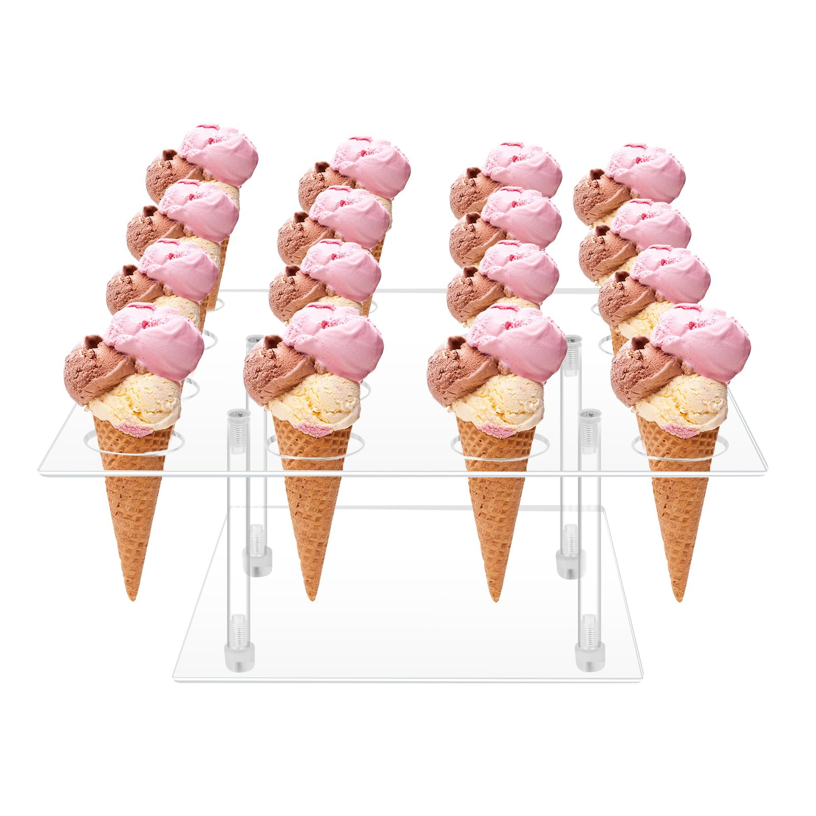 Acrylic Ice Cream Cone Cupcake Stand with 16 Holes - Great for Birthday Parties and Celebrations,... | Amazon (US)