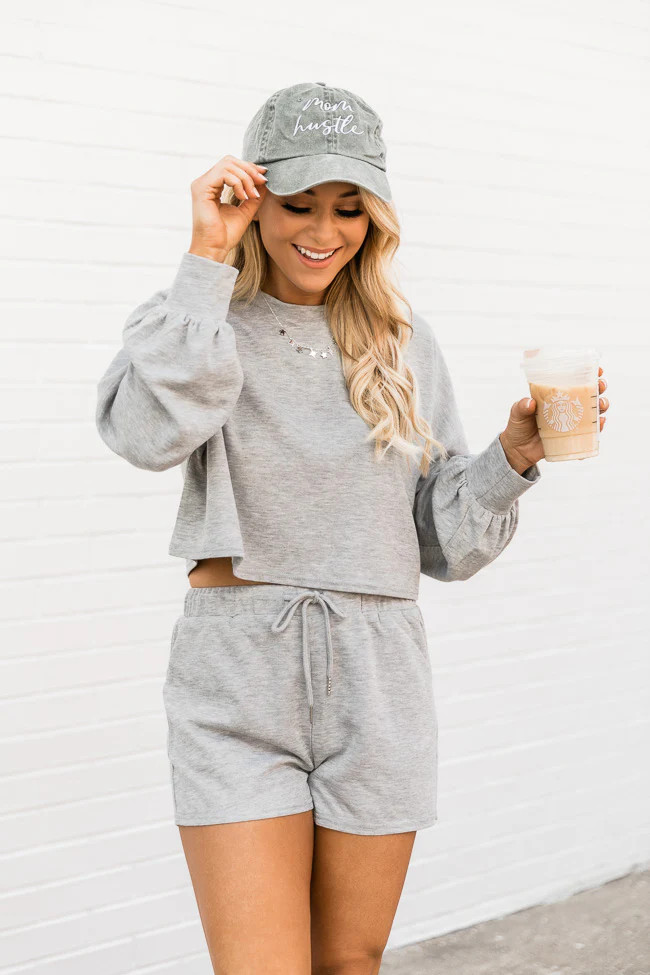 Catch Your Breath Grey Shorts FINAL SALE | The Pink Lily Boutique