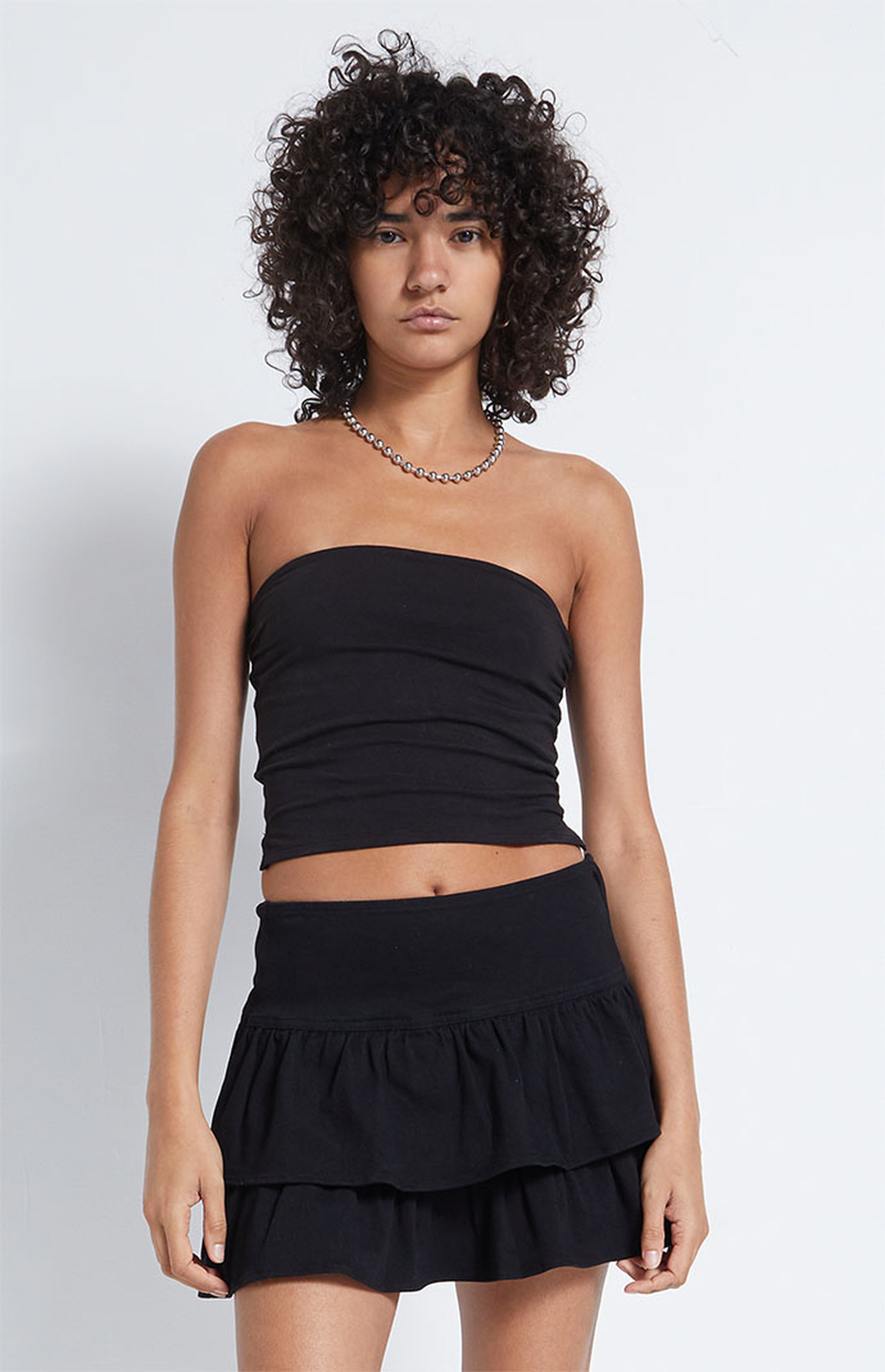 LA Hearts Black Ruffle Mini Skirt | PacSun