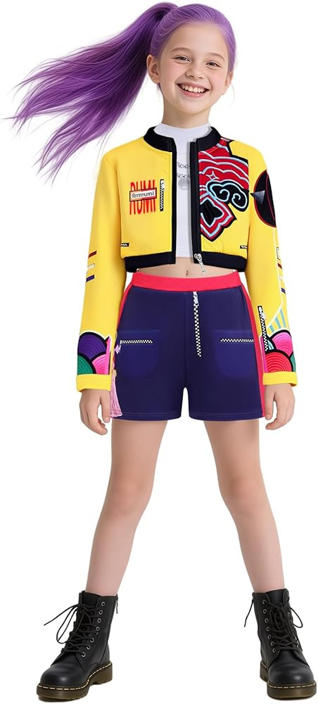 Girls Demon Pop Singer Hunters Costume 3-14 Years Stage Dance Idol Cosplay Outfit, Kids Halloween... | Amazon (US)