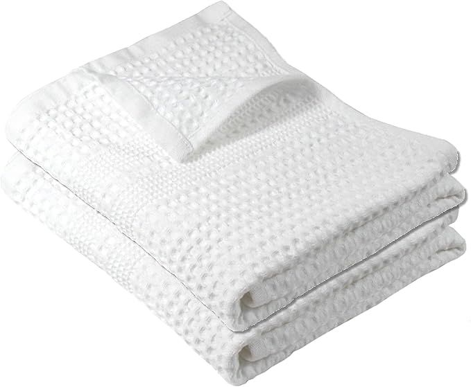 Premium Waffle Weave Hand Towel 2 Pc Set 100% Natural Cotton Highly Absorbent & Quick Drying Lint... | Amazon (US)