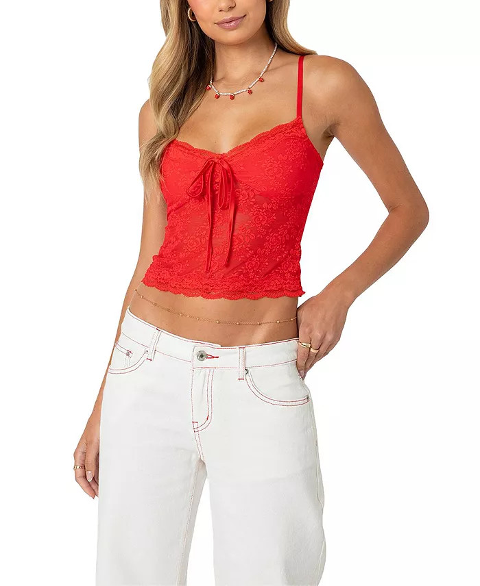 Cami Sheer Lace Tank Top | Bloomingdale's (US)
