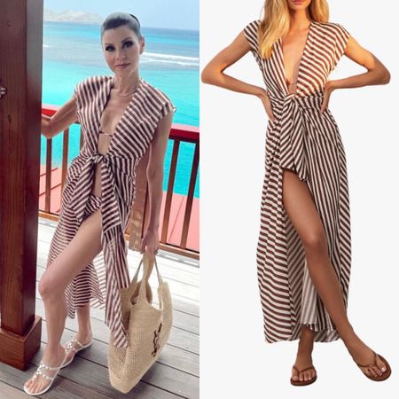 Heather Dubrow’s Striped Beach Cover Up 📸= @heatherdubrow 