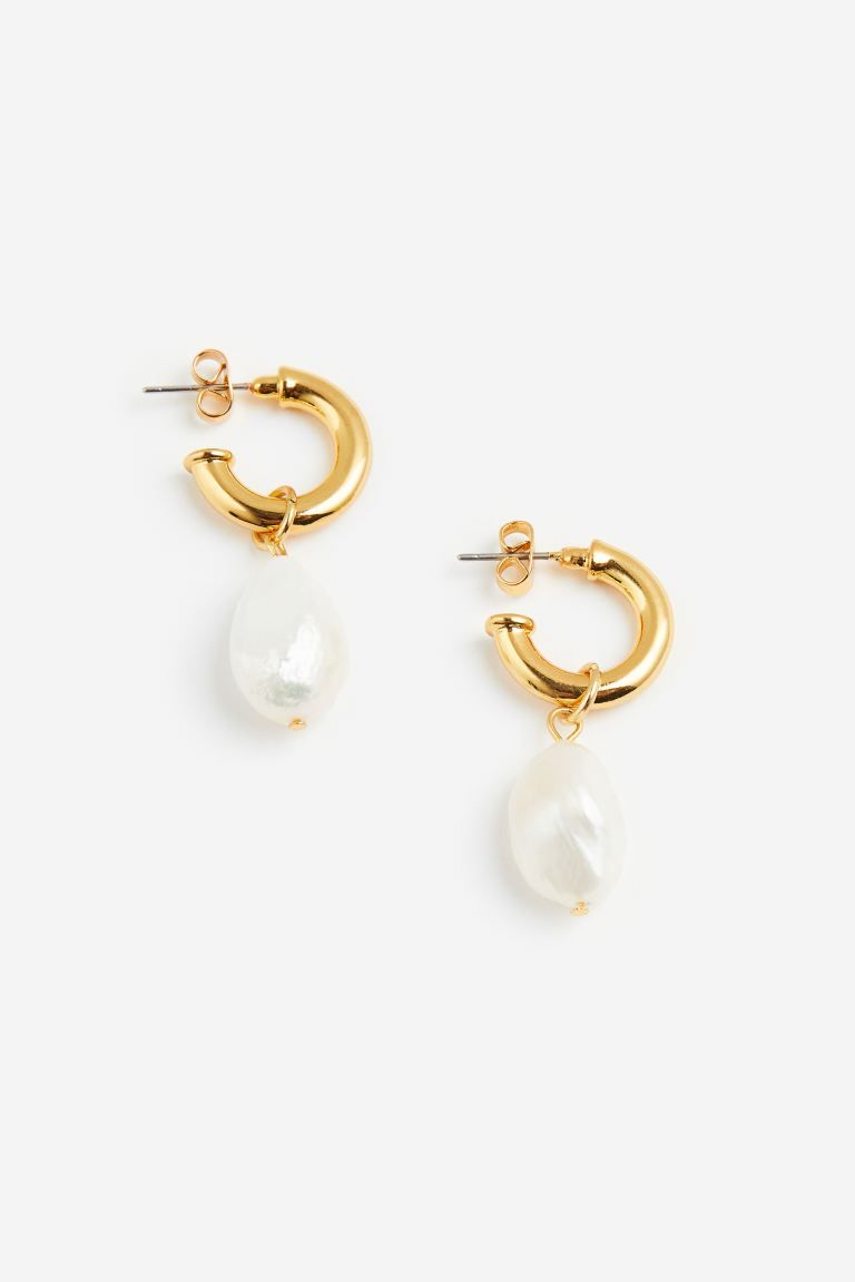 Gold-plated Pearl Pendant Earrings | H&M (US + CA)