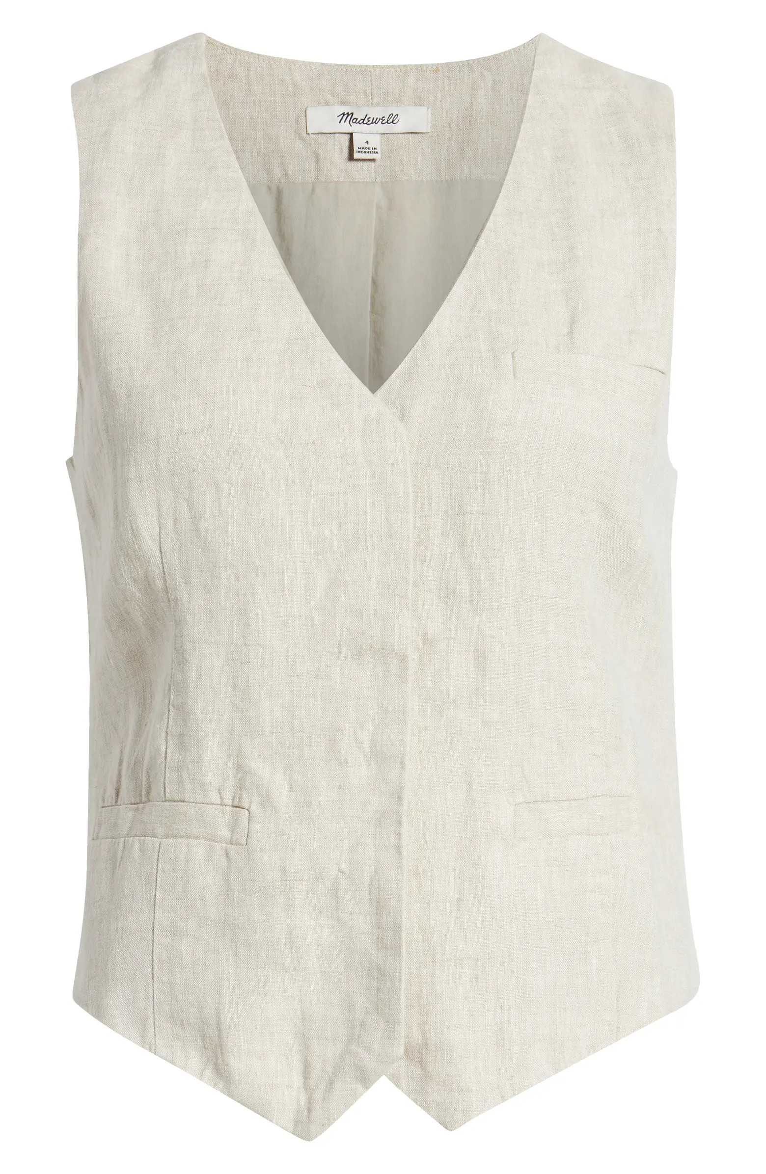 Madewell Single Breasted Linen Vest | Nordstrom | Nordstrom