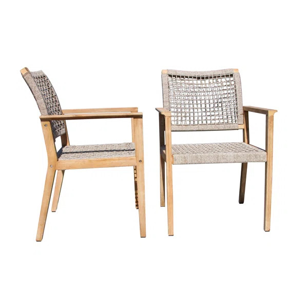 Fleur Eucalyptus and Rope Outdoor Dining Armchair (Set of 2) | Wayfair North America