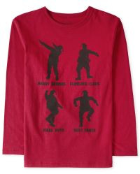 Boys Christmas Long Sleeve Dancing Santa's Graphic Tee | The Children's Place