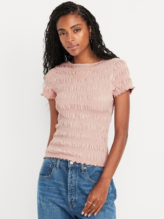 Slit-Neck Smocked Top | Old Navy (US)