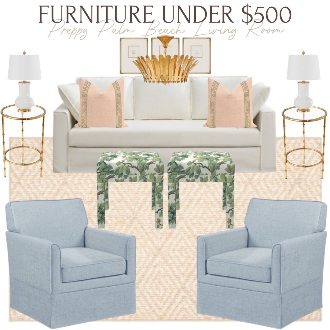 A preppy, Palm Beach inspired living room design that has me feeling very ready for spring and pastels! Featuring all furniture finds under $500 🌴💗

#LTKFindsUnder100 #LTKSaleAlert #LTKHome