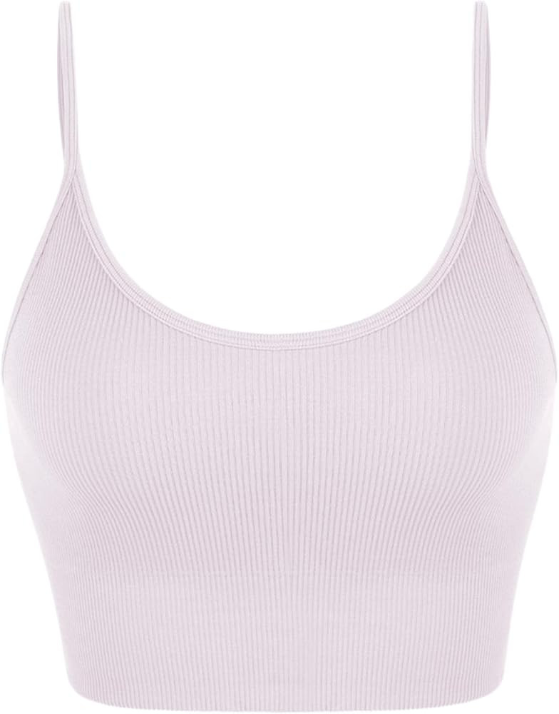 ODODOS Seamless Sports Bra for Women Ribbed Camisoles Non Padding Yoga Bra Crop Tank Tops | Amazon (US)