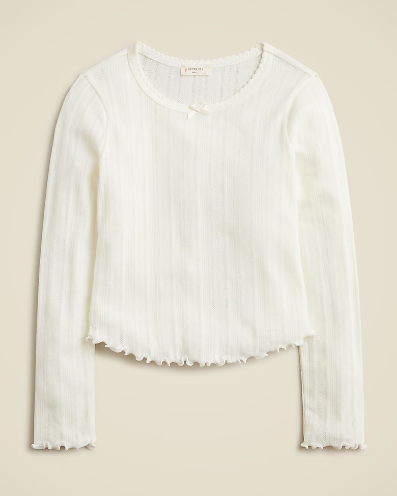 Girls' long-sleeve pointelle-knit T-shirt | J. Crew US