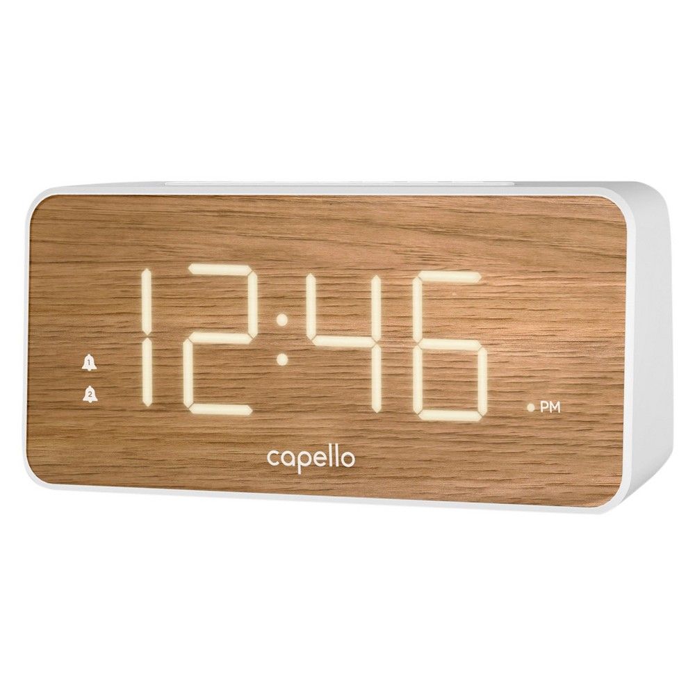 Extra Large Display Digital Alarm Clock White/Pine - Capello | Target