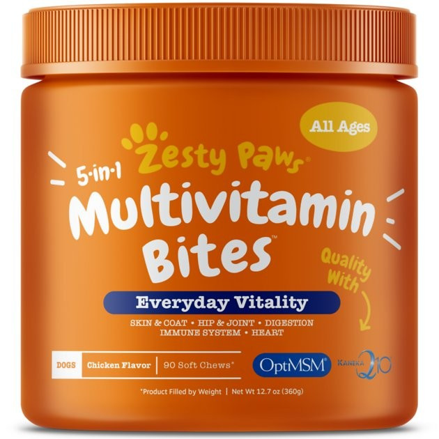 Zesty Paws 5-in-1 Multivitamin Bites Chicken Flavor Dog Supplement, 90 count | Chewy.com