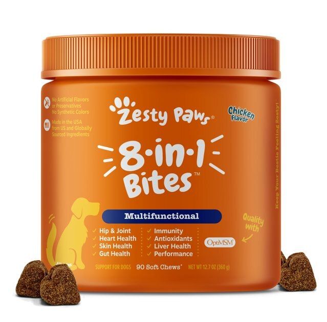 Zesty Paws 5-in-1 Multivitamin Bites Chicken Flavor Dog Supplement, 90 count | Chewy.com