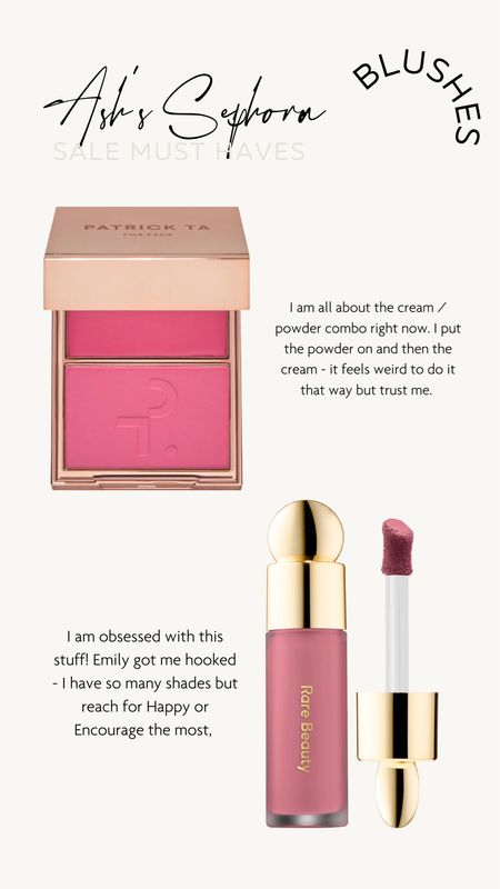 Ashley’s blush favorites - blushes - Sephora sale - makeup on sale 

#LTKbeauty #LTKsalealert #LTKBeautySale