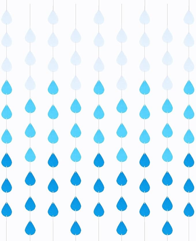 9 Pack Raindrop Garland Felt Blue Raindrops Banner Hanging Raindrop Baby Shower April Party Decor... | Amazon (US)