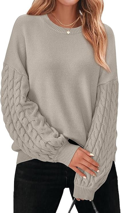 PRETTYGARDEN Womens Fall Sweaters 2025 Cable Knit Long Sleeve Crewneck Casual Chunky Pullover Ove... | Amazon (US)