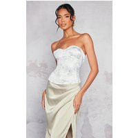 Grey Printed Structured Corset Top | PrettyLittleThing CAN