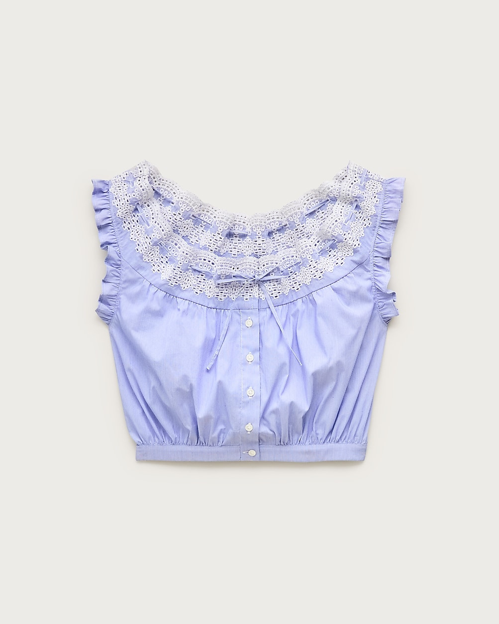 Embroidered ruffle-trim cropped tank top | J. Crew US