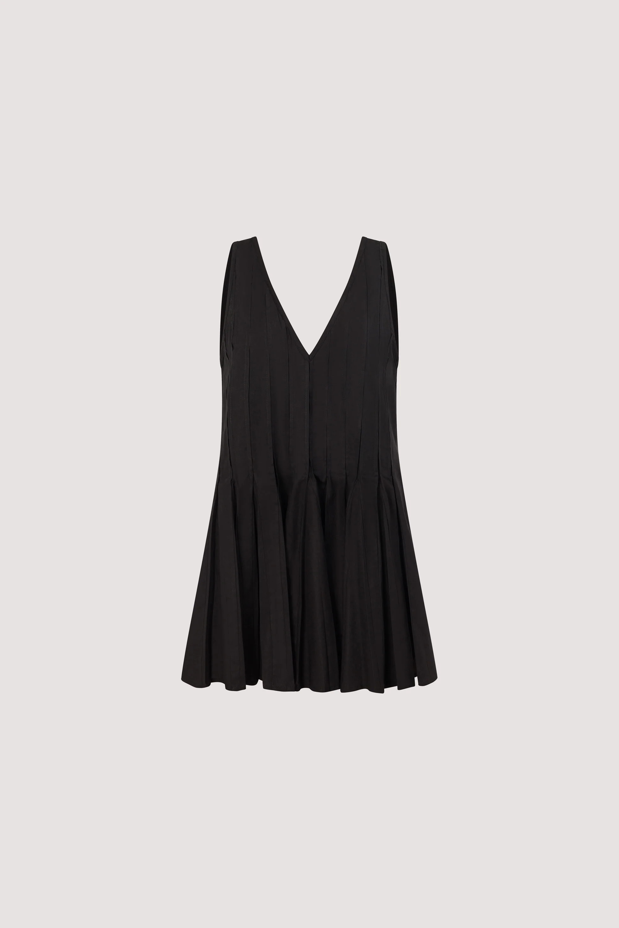 PIXIE BLACK LINEN MINI GODET DRESS | DISSH