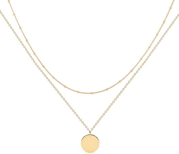 MEVECCO Layered Heart Necklace Pendant Handmade 18k Gold Plated Dainty Gold Choker Arrow Bar Laye... | Amazon (US)