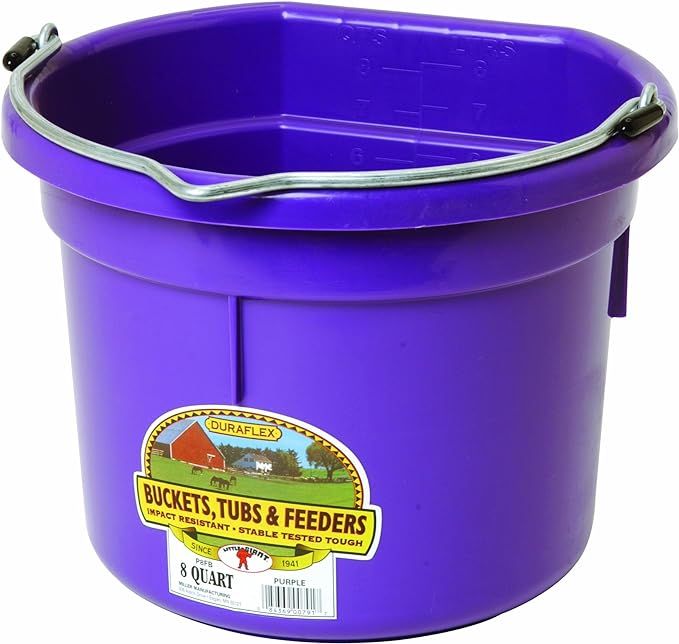 Little Giant Plastic Animal Feed Bucket (Purple) Flat Back Plastic Feed Bucket with Metal Handle ... | Amazon (US)
