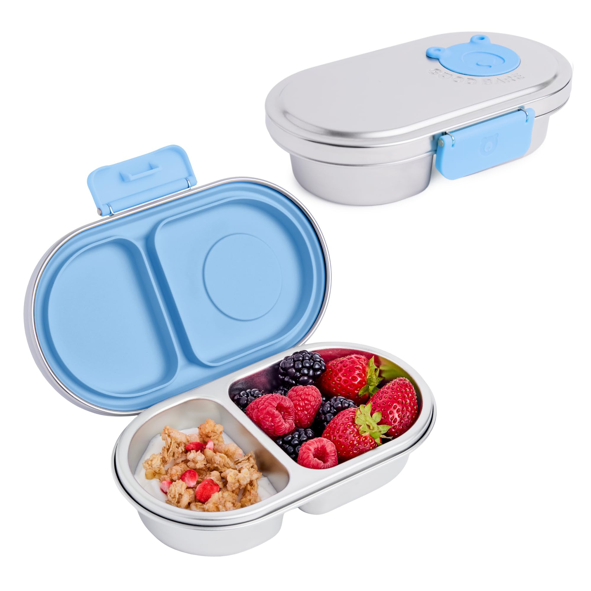 Good Bare Stainless Steel Snack Container for Kids – 2 Compartment Metal Bento Box, Leakproof, ... | Amazon (US)