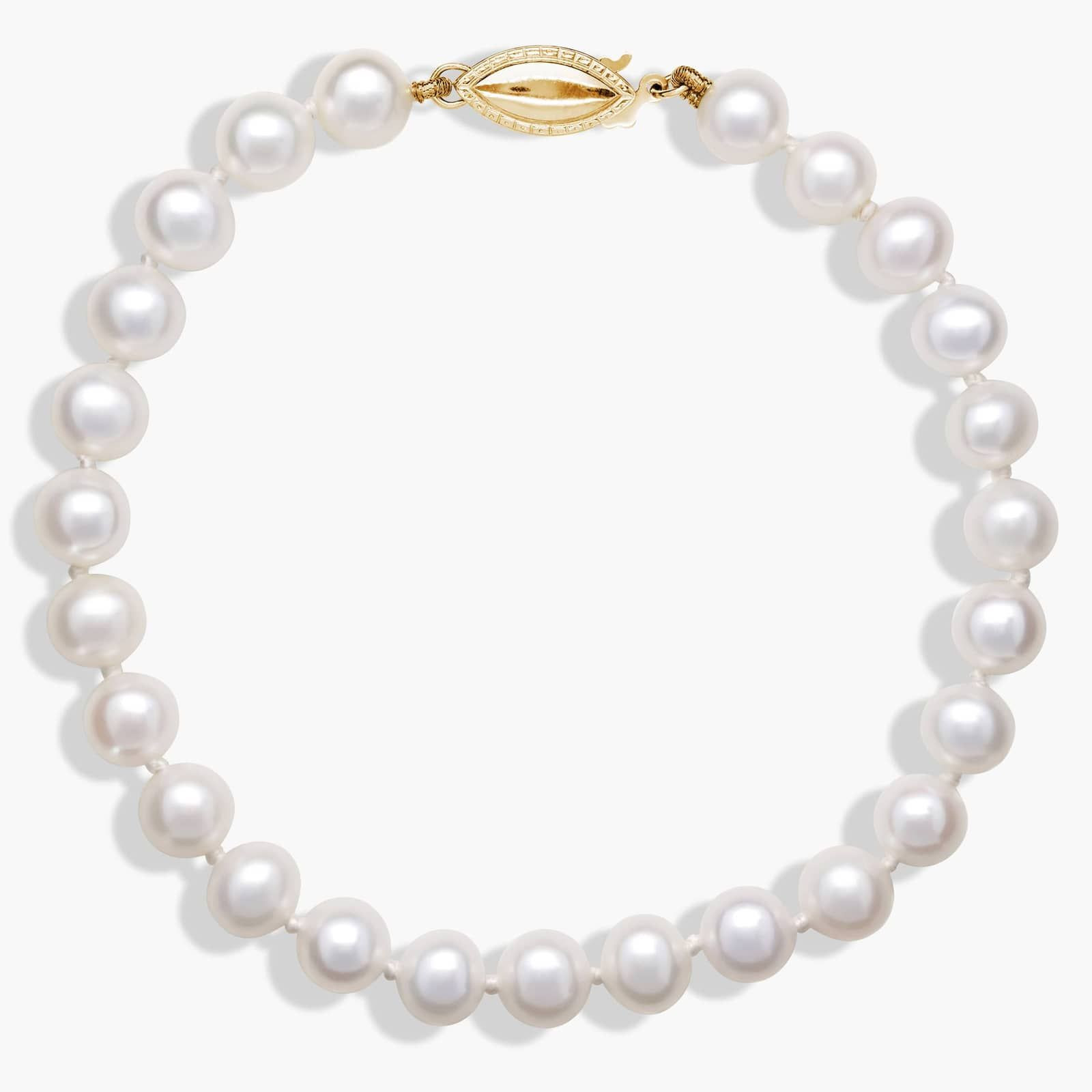 7" Freshwater Cultured Pearl Bracelet in 14k Yellow Gold (6-6.5mm) | Blue Nile