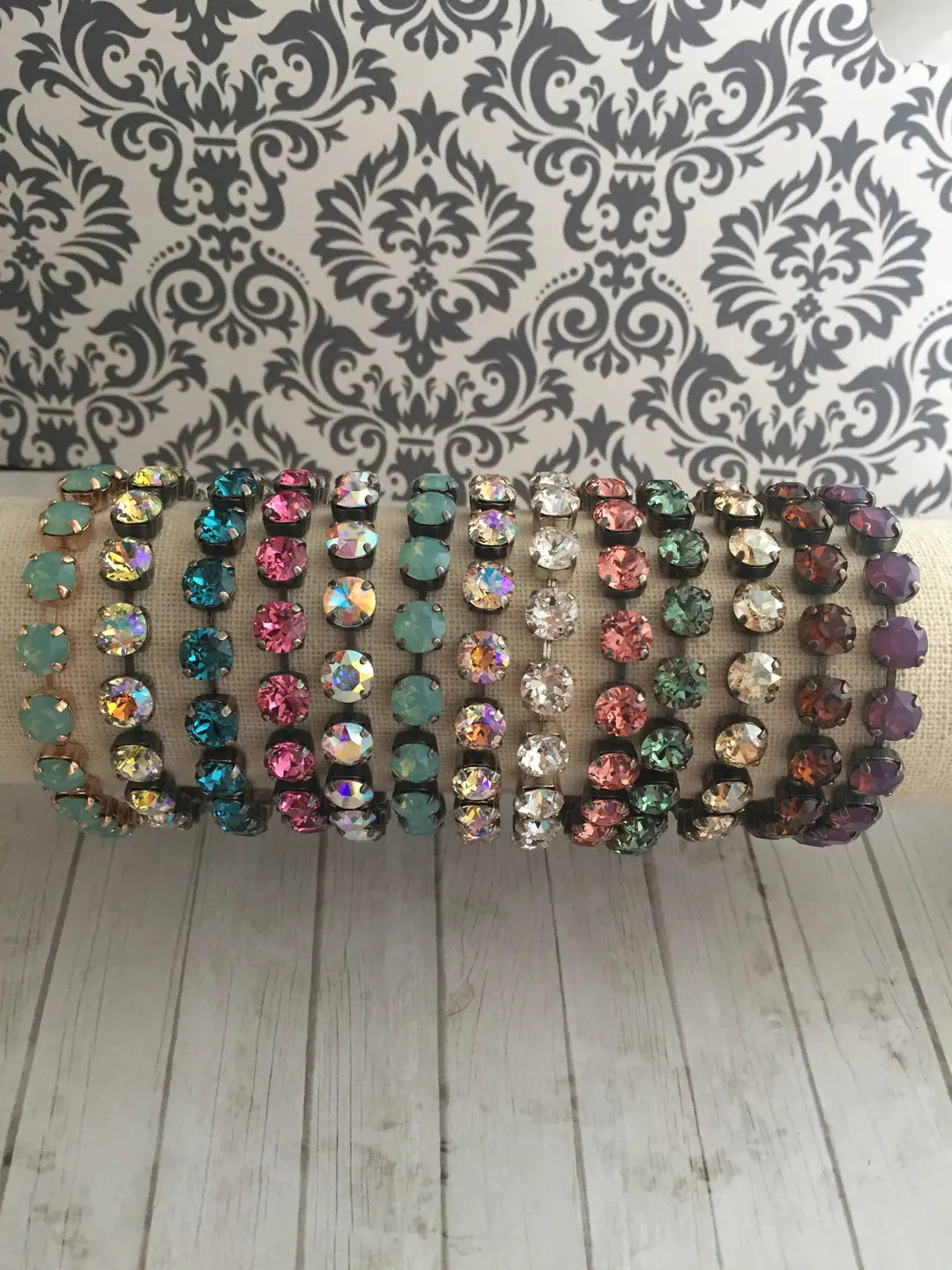 ESSENTIALS 8mm Solid Colored Crystal Tennis Bracelet, Layering Bracelet. Stackable Bracelet, Crys... | Etsy (US)