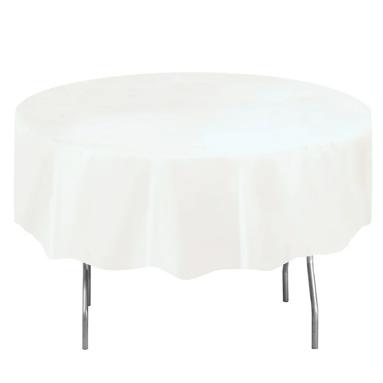Way to Celebrate! Round White Plastic Tablecloth, 84in | Walmart (US)