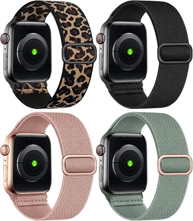 4 Pack Stretchy Solo Loop Bands Compatible for Apple Watch 38mm 40mm 41mm 42mm 44mm 45mm, Adjusta... | Amazon (US)