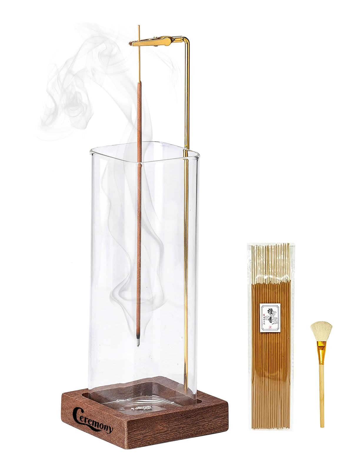 Incense Holder, Wooden Incense Holder for Sticks with Glass Ash Catcher, Anti-ash Incense Burner ... | Amazon (US)