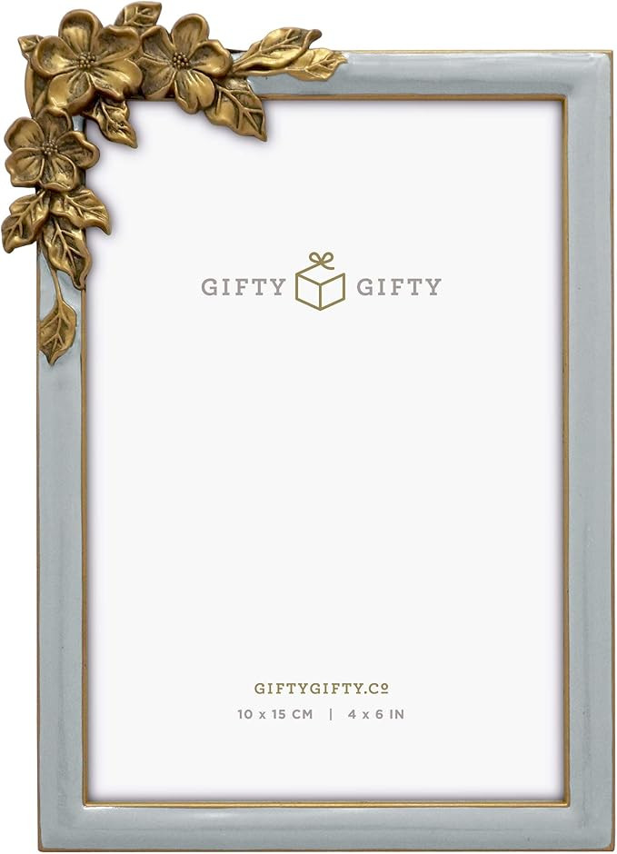 Vintage Grey Thin Boarder Floral Photo Frame / 4x6 In | For Vertical and Horizontal Display on Ta... | Amazon (US)
