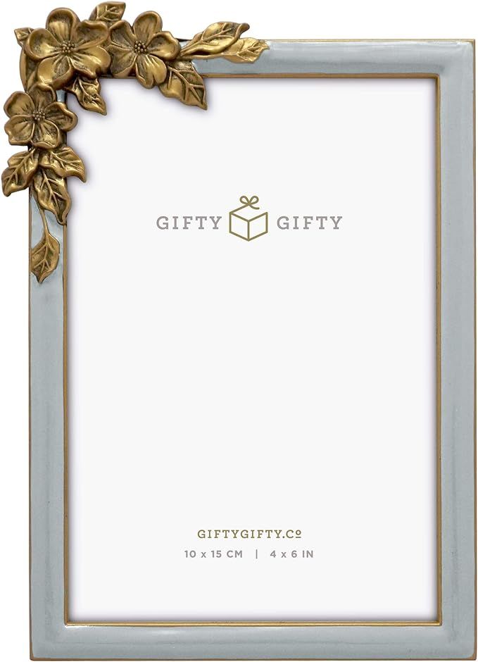 GIFTY GIFTY Vintage Grey Thin Boarder Floral Photo Frame / 4x6 In | For Vertical and Horizontal D... | Amazon (US)