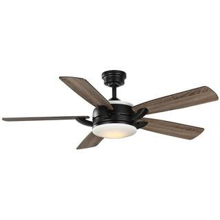 Home Decorators Collection Colemont 52 in. Integrated LED Matte Black Ceiling Fan with Light and ... | The Home Depot