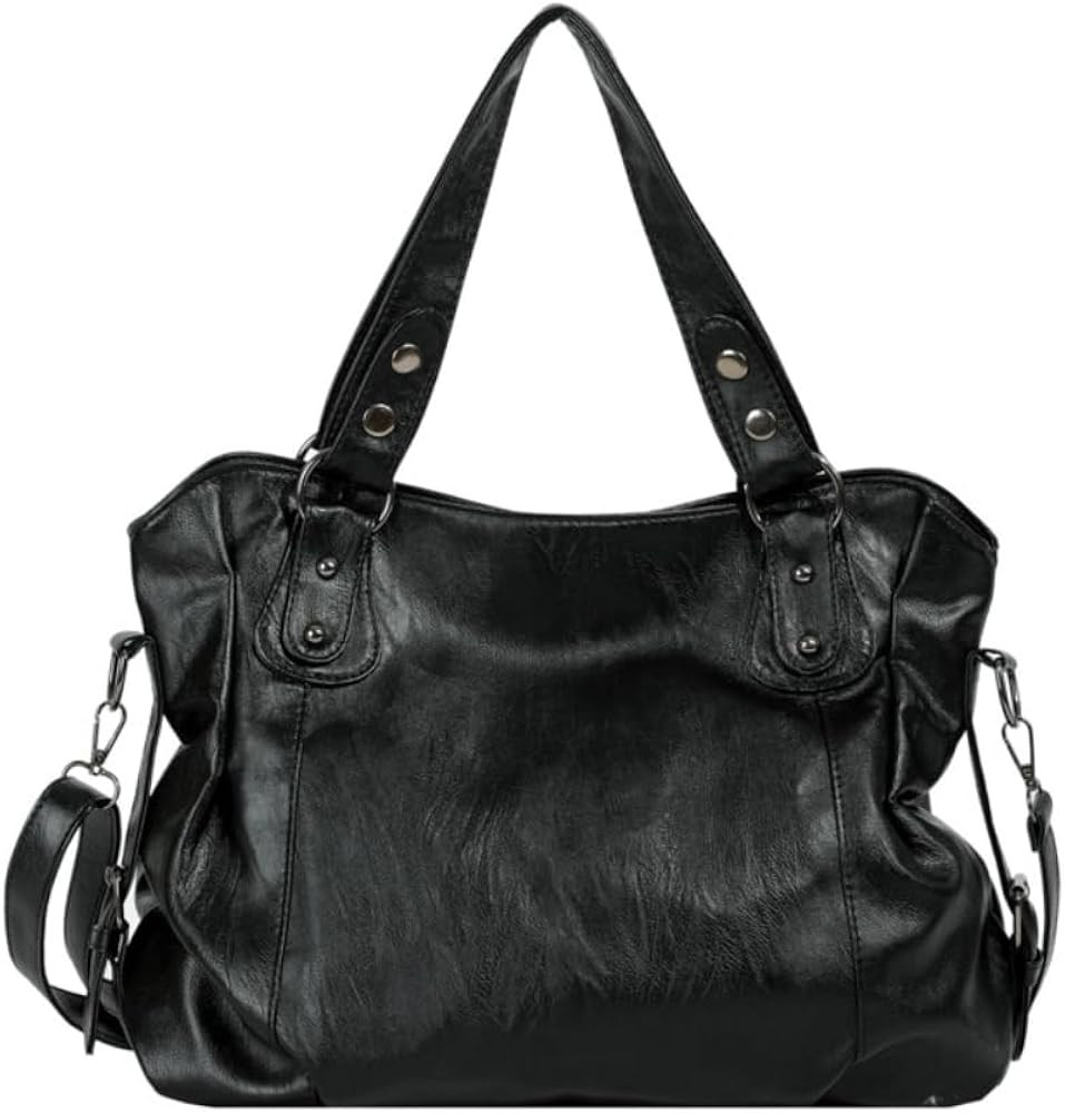 RICHTRUE Gloss Leather Tote Bag Work Tote Bag Y2k Shoulder Bag Crossbody Grunge Leather Crossbody... | Amazon (US)